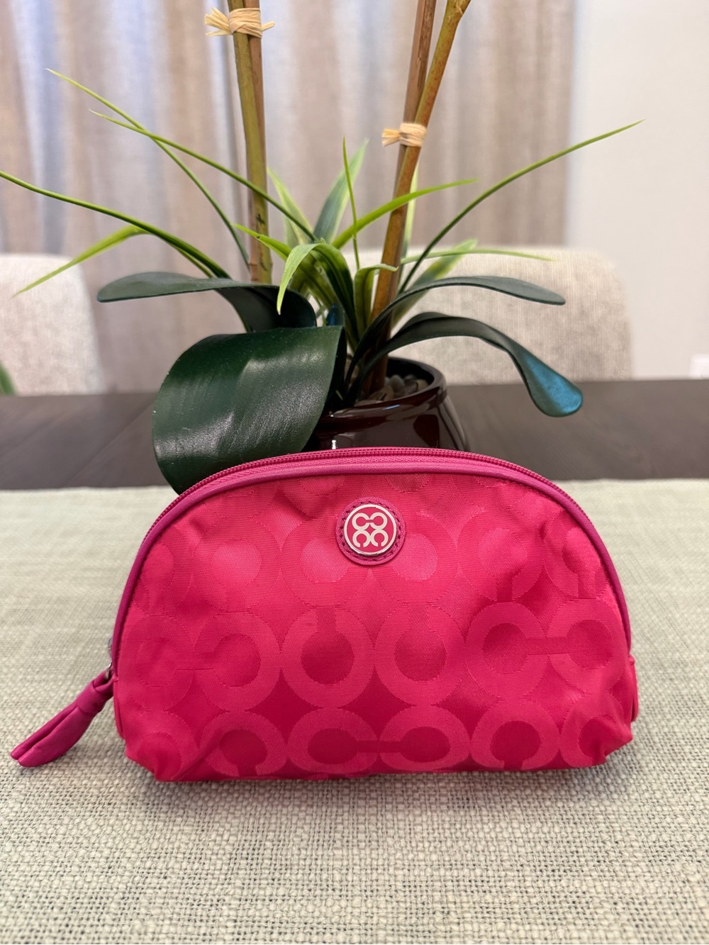 Coach hot Pink Signature Cosmetic Pouch